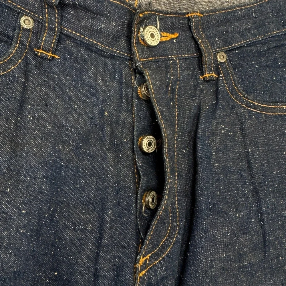 Gustin Slim Fit Mens 33x30 Blue Dark Wash Nep Denim Raw Button Fly Jeans